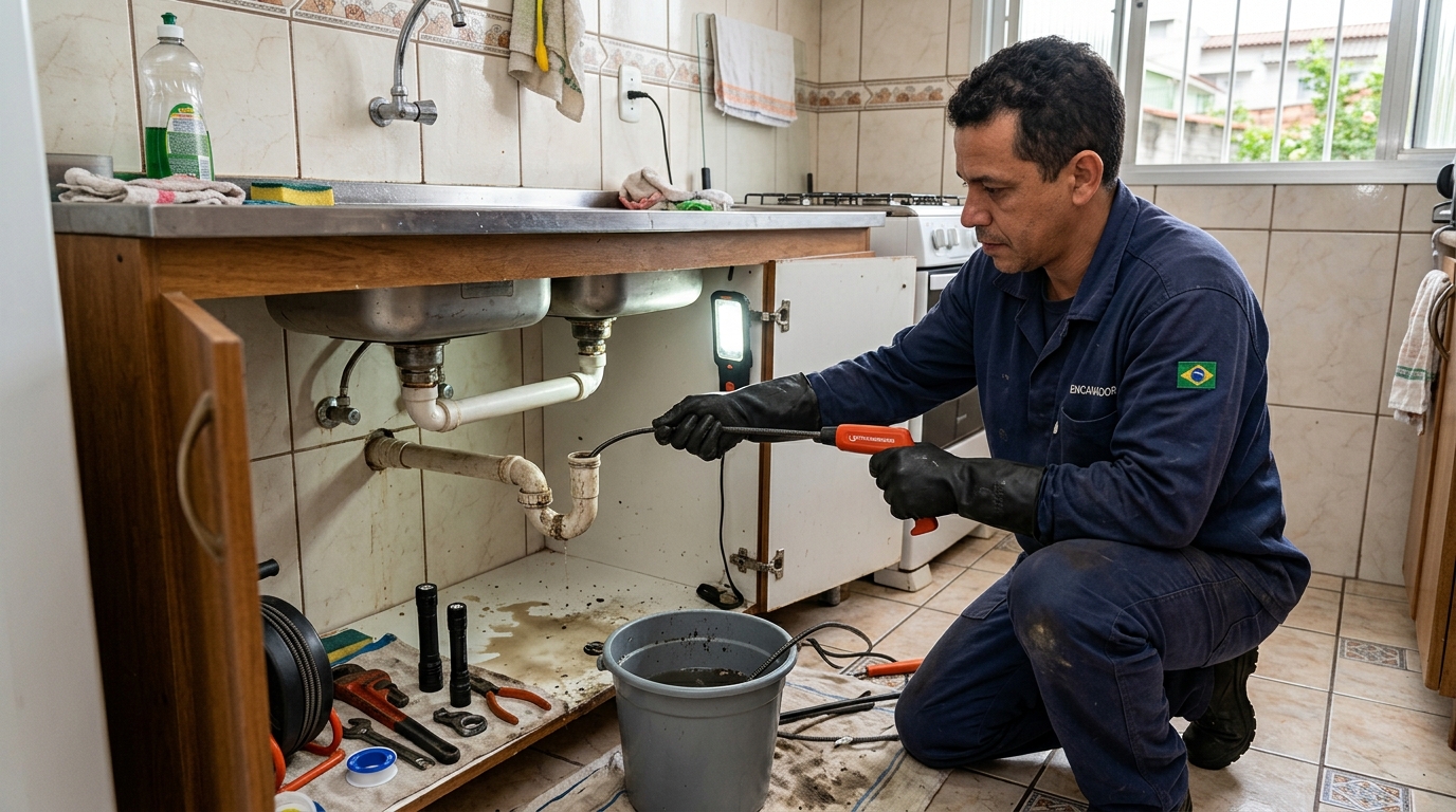 Equipe de desentupimento de canos em Curitiba-PR