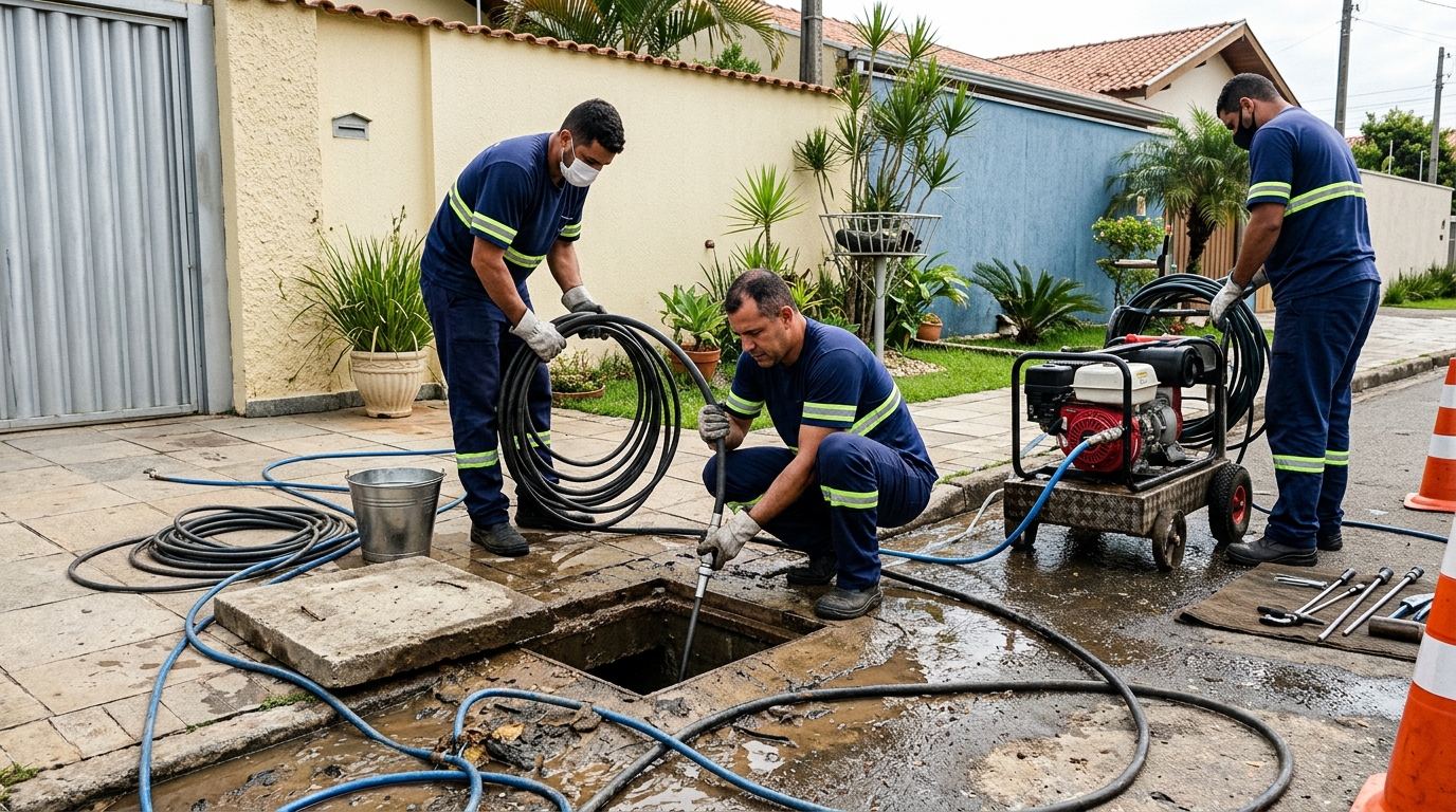 Desentupimento de esgoto residencial em Curitiba-PR