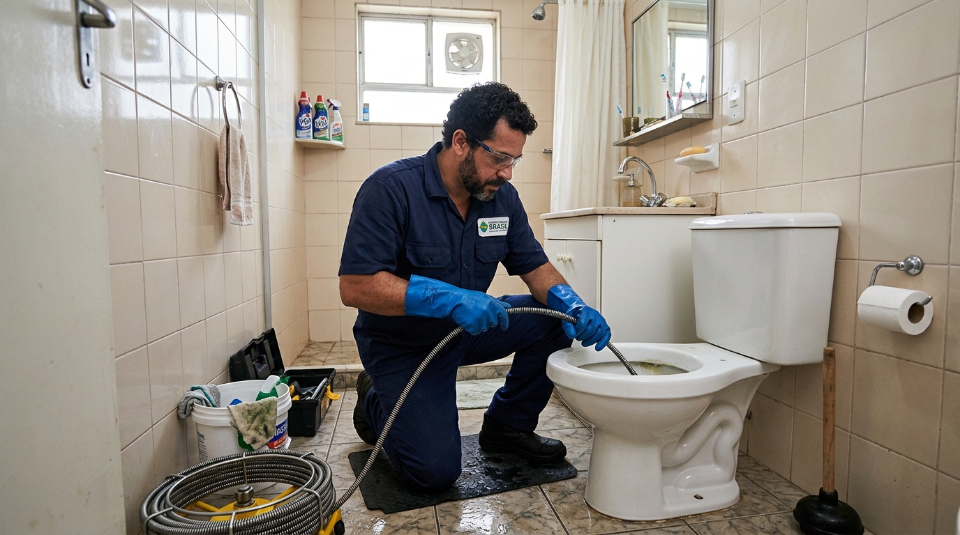 Desentupimento de vaso com equipamento em Curitiba-PR